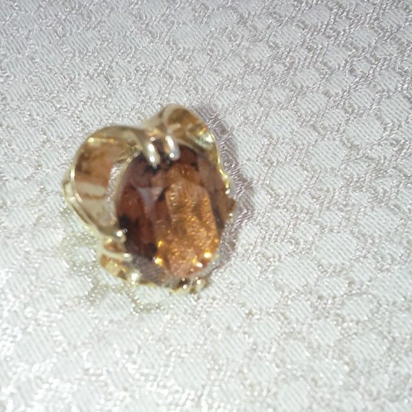 RARE 1940'S TOPAZ GLASS RING 18K HGE V , VARGAS - Picture 9 of 12